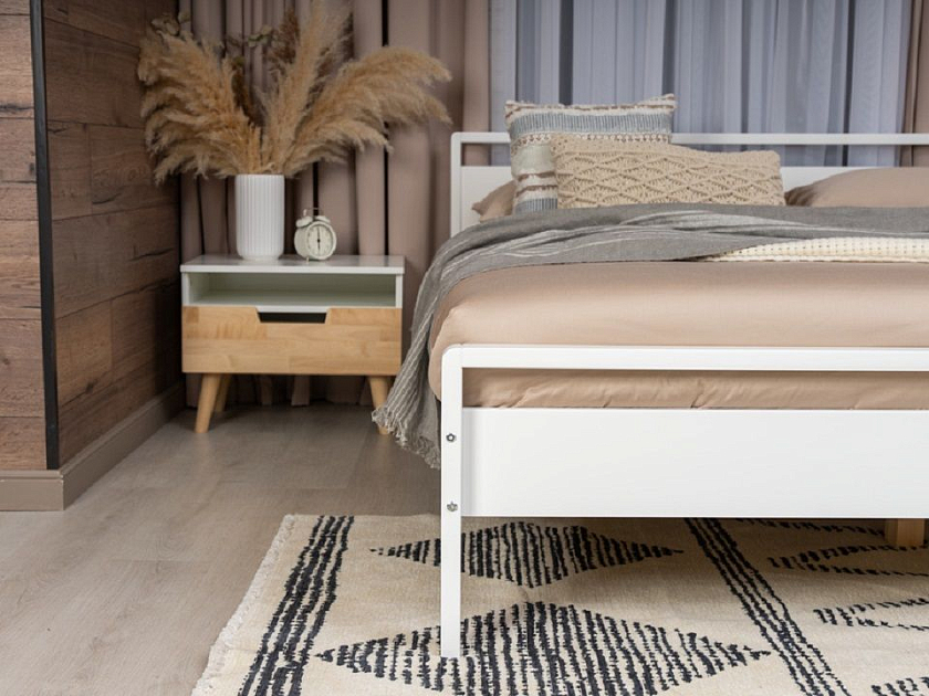 Кровать Alma 160x200 Массив (сосна) Белая эмаль - Кровать из массива в минималистичном исполнении