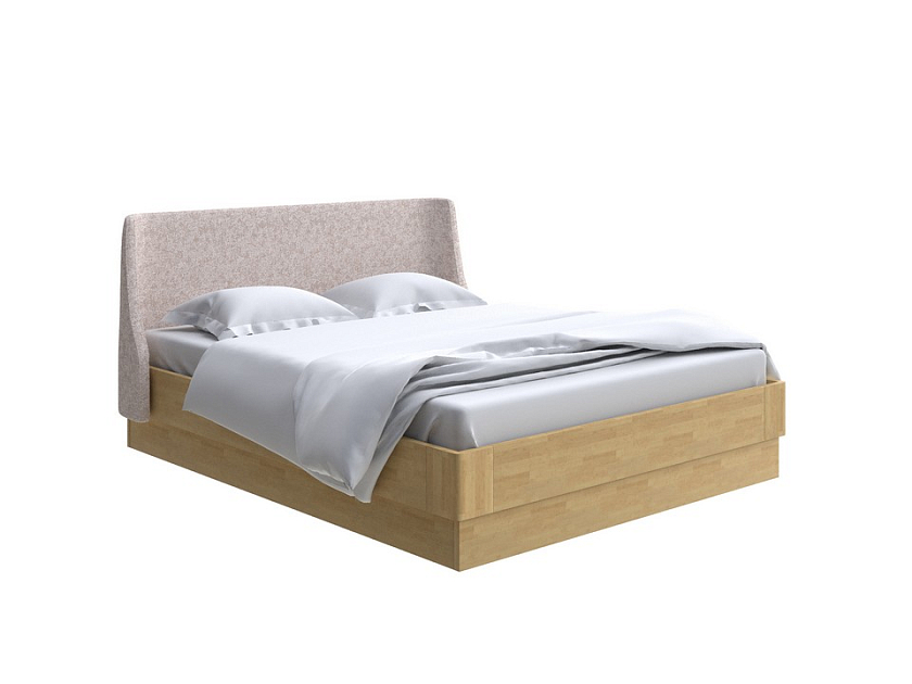 Кровать Lagom Side Wood с подъемным механизмом 180x200 Ткань/Массив (береза) Levis 14 Бежевый/Масло-воск Natura (береза) - Кровать со встроенным ПМ механизмом. 