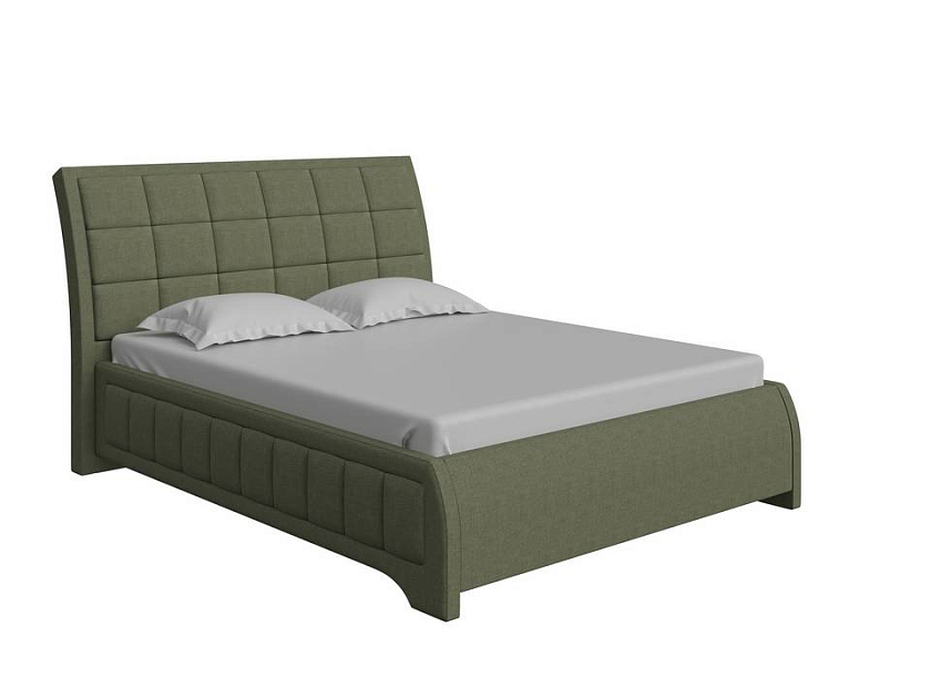 Кровать Foros 160x200 Экокожа/Ткань Серый/Лама Лён - Кровать необычной формы в стиле арт-деко.