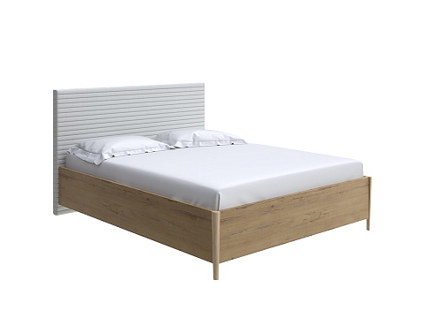 Двуспальная кровать с матрасом Rona - Классическая кровать с геометрической стежкой изголовья