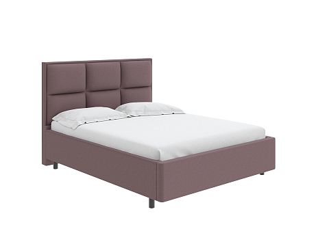 Двуспальная кровать с кожаным изголовьем Malina - Изящная кровать без встроенного основания из массива сосны с мягкими элементами.