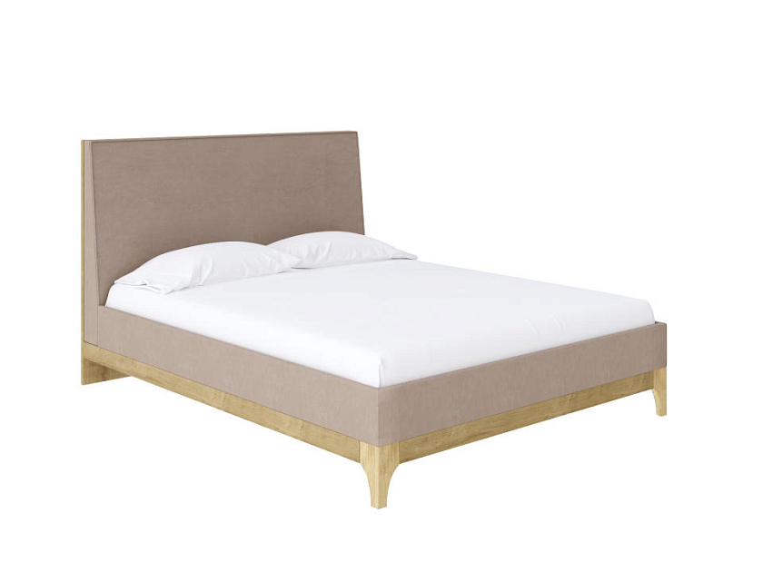 Кровать Odda 160x200  Белый Жемчуг/Тетра Слива - Мягкая кровать из ЛДСП в скандинавском стиле