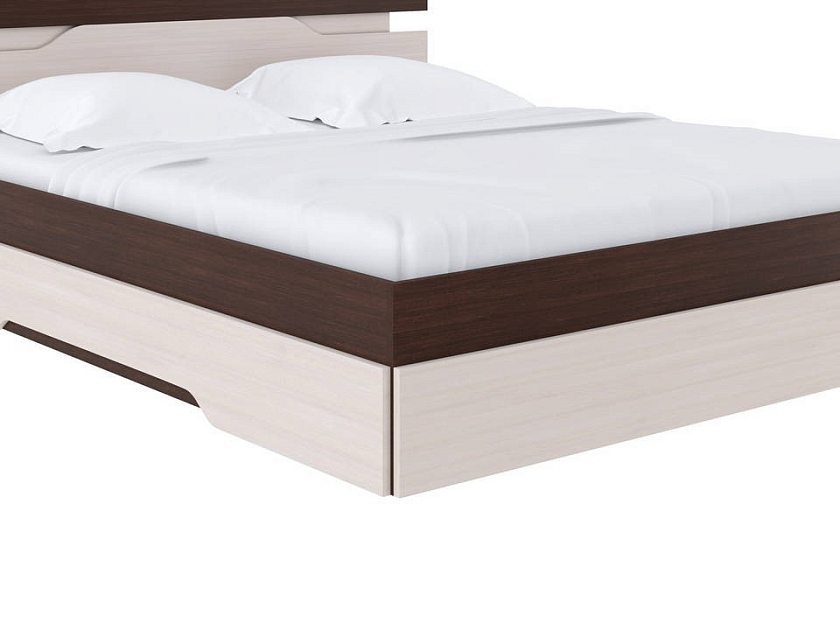 Кровать Milton 180x200 ЛДСП Дуб Венге/Ясень Шимо Светлый - Современная кровать с оригинальным изголовьем.