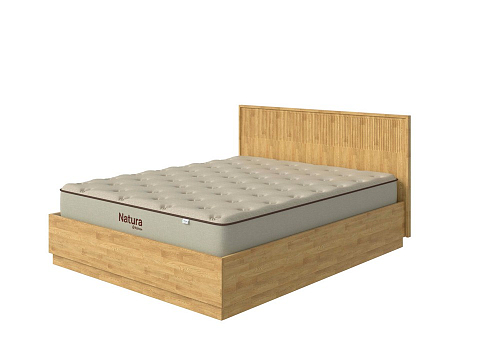 Кровать из дерева Tempo с подъемным механизмом - Кровать с ПМ с вертикальной фрезеровкой и декоративным обрамлением изголовья