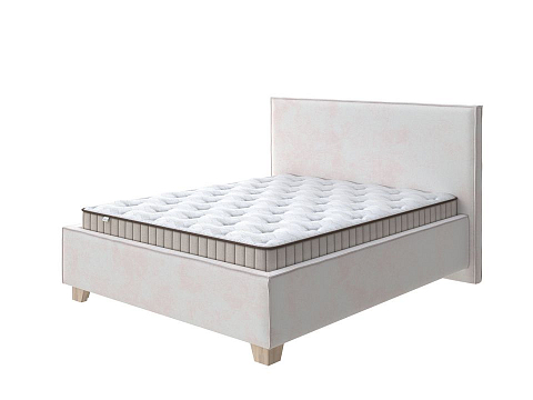 Односпальная кровать Hygge Simple - Мягкая кровать с ножками из массива березы и объемным изголовьем