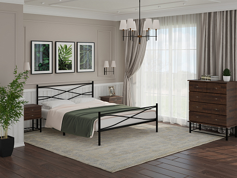 Большая кровать Страйп - Изящная кровать с облегченной металлической конструкцией и встроенным основанием